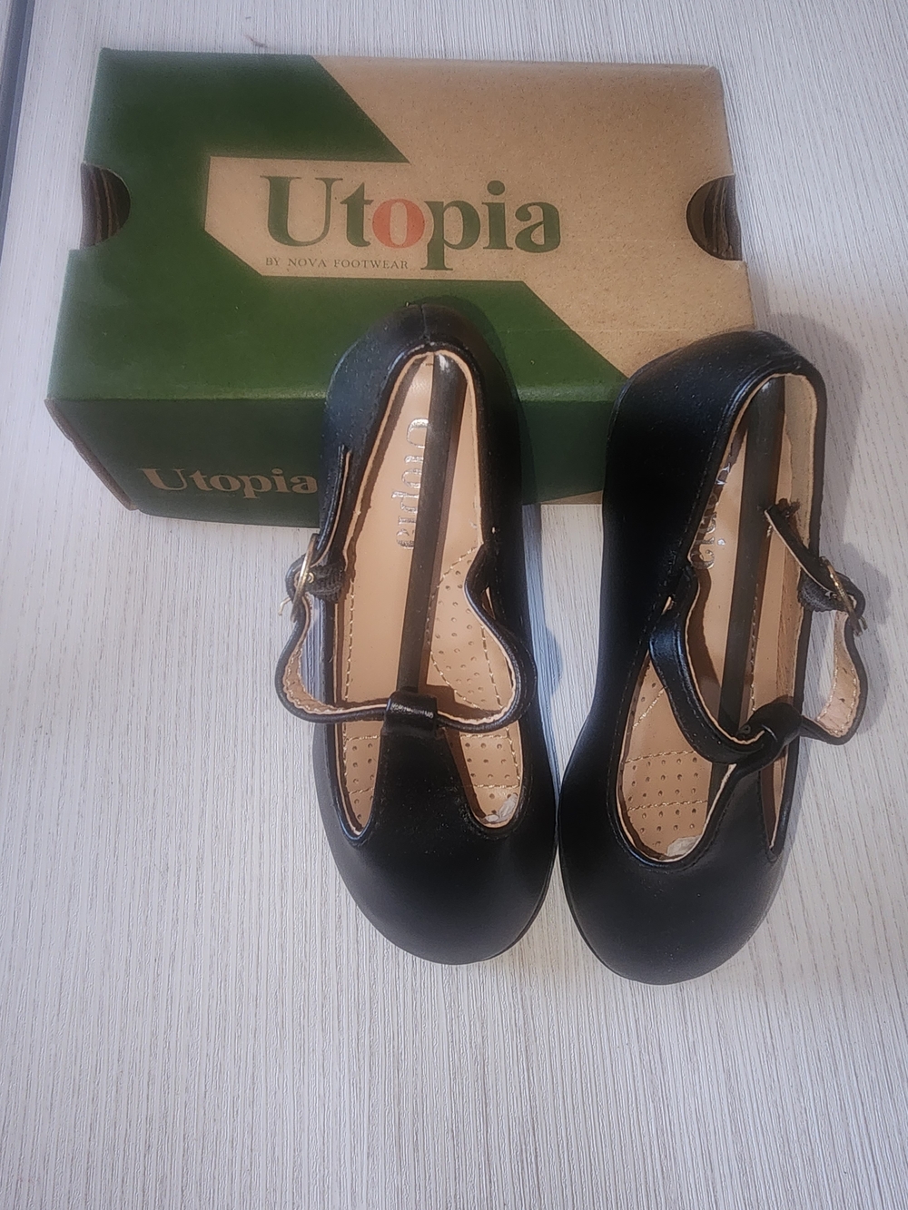 Topia Toddler GIRLS Black T-Strap Flats